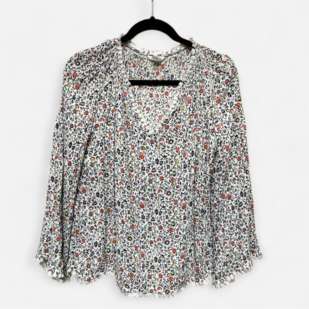 Club Monaco Bell Sleeve Floral Print Blouse